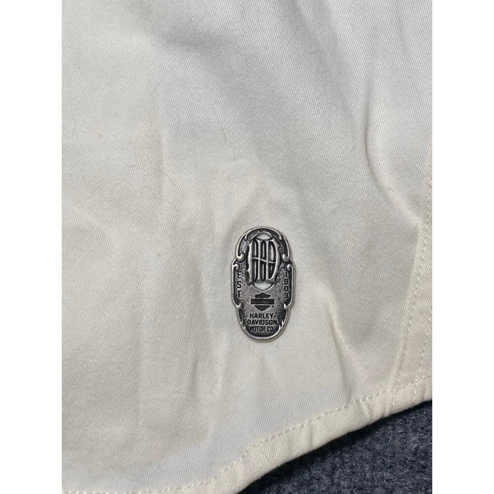 VTG Women’s Harley Davidson Cream Vest w/ Bedazzled Logo /Corset Lace Back - Picture 3 of 8
